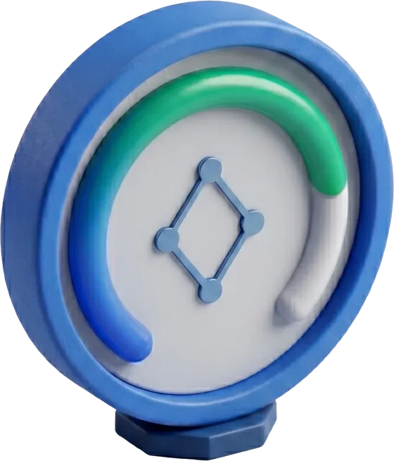 A circular mastery progress dial filling from blue to green, the SQLMaxx diamond at its center.